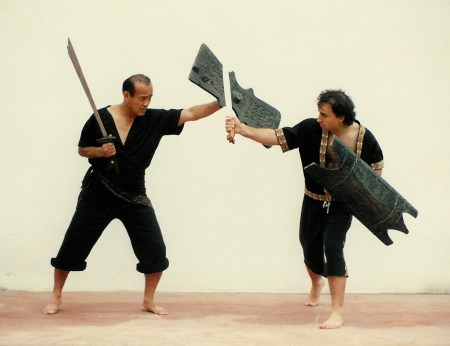 Dan and Salem with swords and shields-1